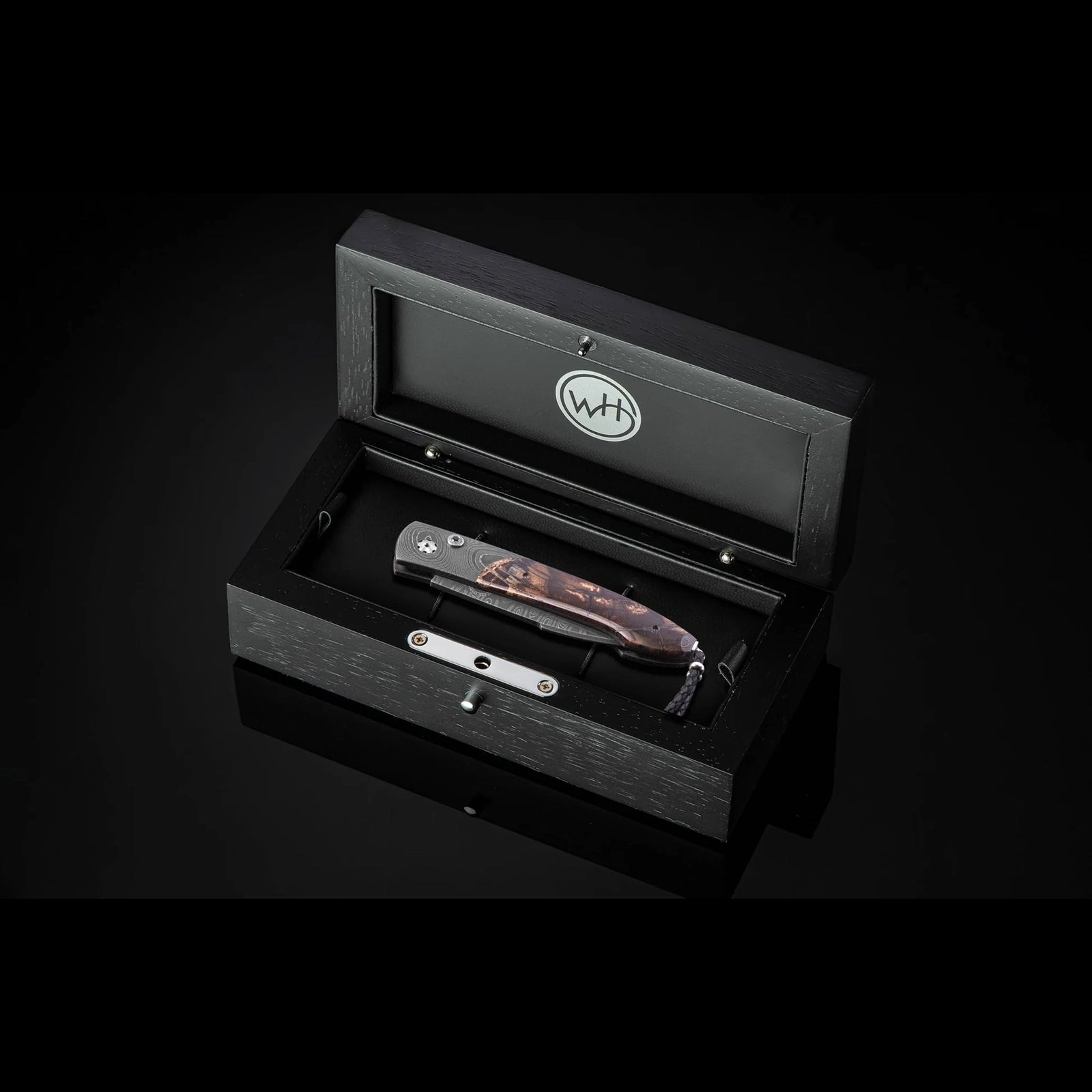 William Henry B22 Epic - Woolly Mammoth Tusk Inlaid Twist Damascus Frame w/ Meadows Damascus Blade Automatic Folding Knife