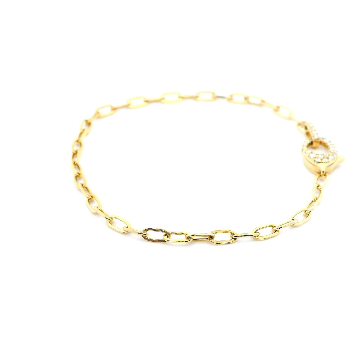 14K Yellow Gold 0.25cttw. Diamond Lobster Clasp Designer Oval Link Bracelet