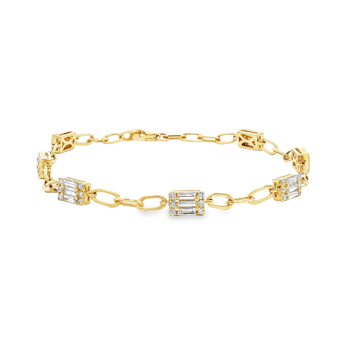 14K Yellow Gold 1.11cttw. Diamond Multi Section Link Bracelet