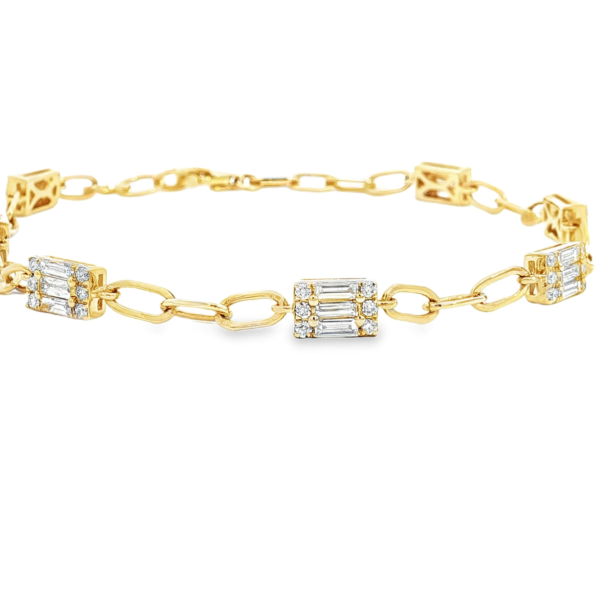 14K Yellow Gold 1.11cttw. Diamond Multi Section Link Bracelet