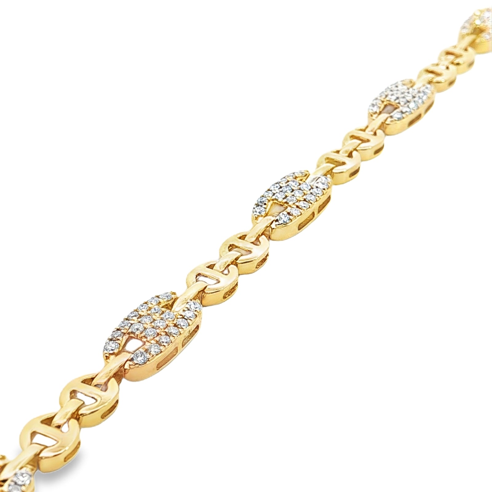 14K Yellow Gold 1.00cttw. Diamond Sectional Fancy Link Bracelet