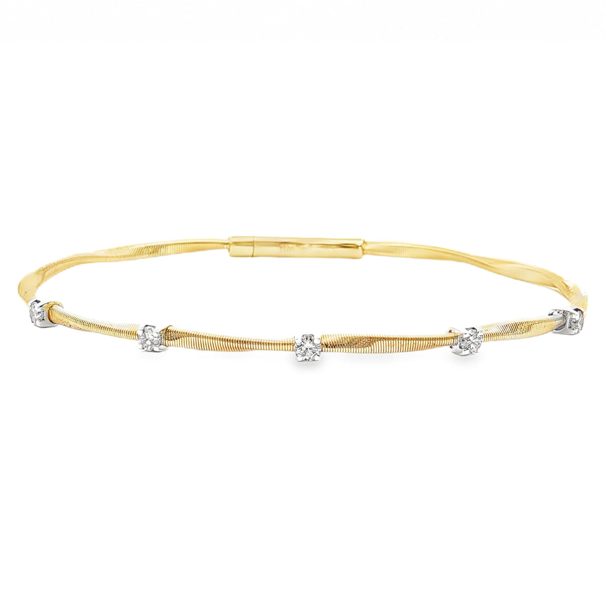 14K Yellow Gold 0.30cttw. Diamond Station Flexible Bracelet