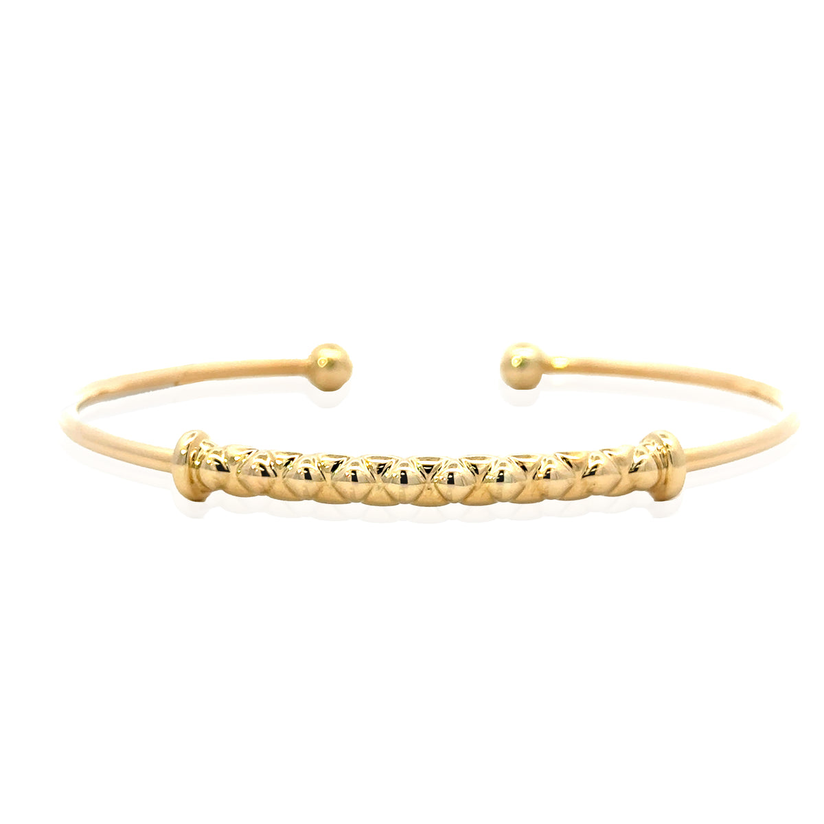 A. Jaffe 14K Yellow Gold Quilted Bar Flexible Cuff Bracelet