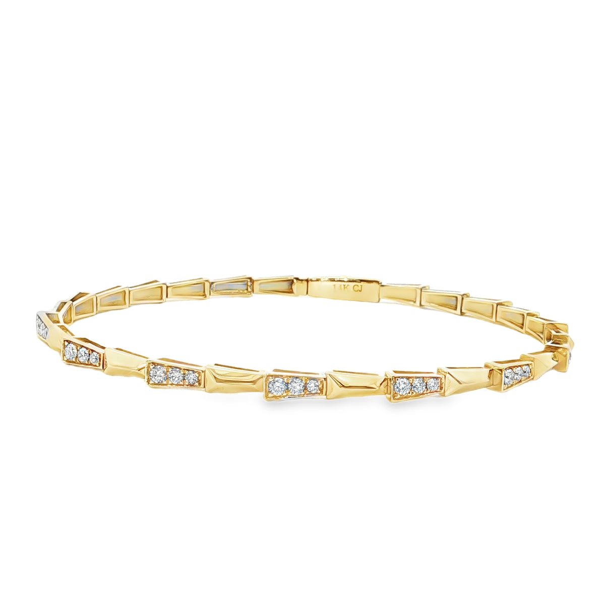 14K Yellow Gold 0.38cttw. Diamond Fancy Link Flexible Bracelet