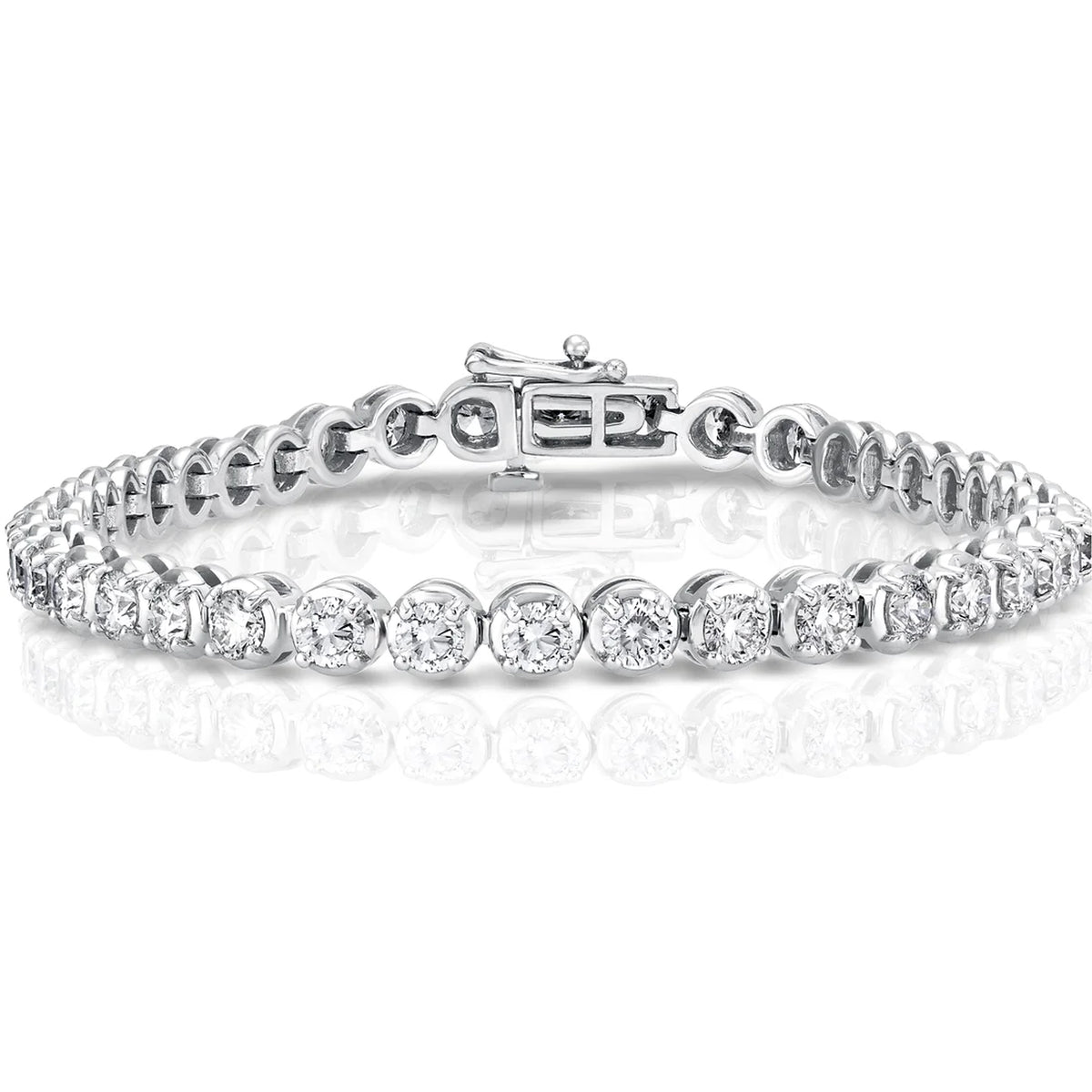 2 Carat Round Diamond 14K White Gold Buttercup Tennis Bracelet (Classic Quality)