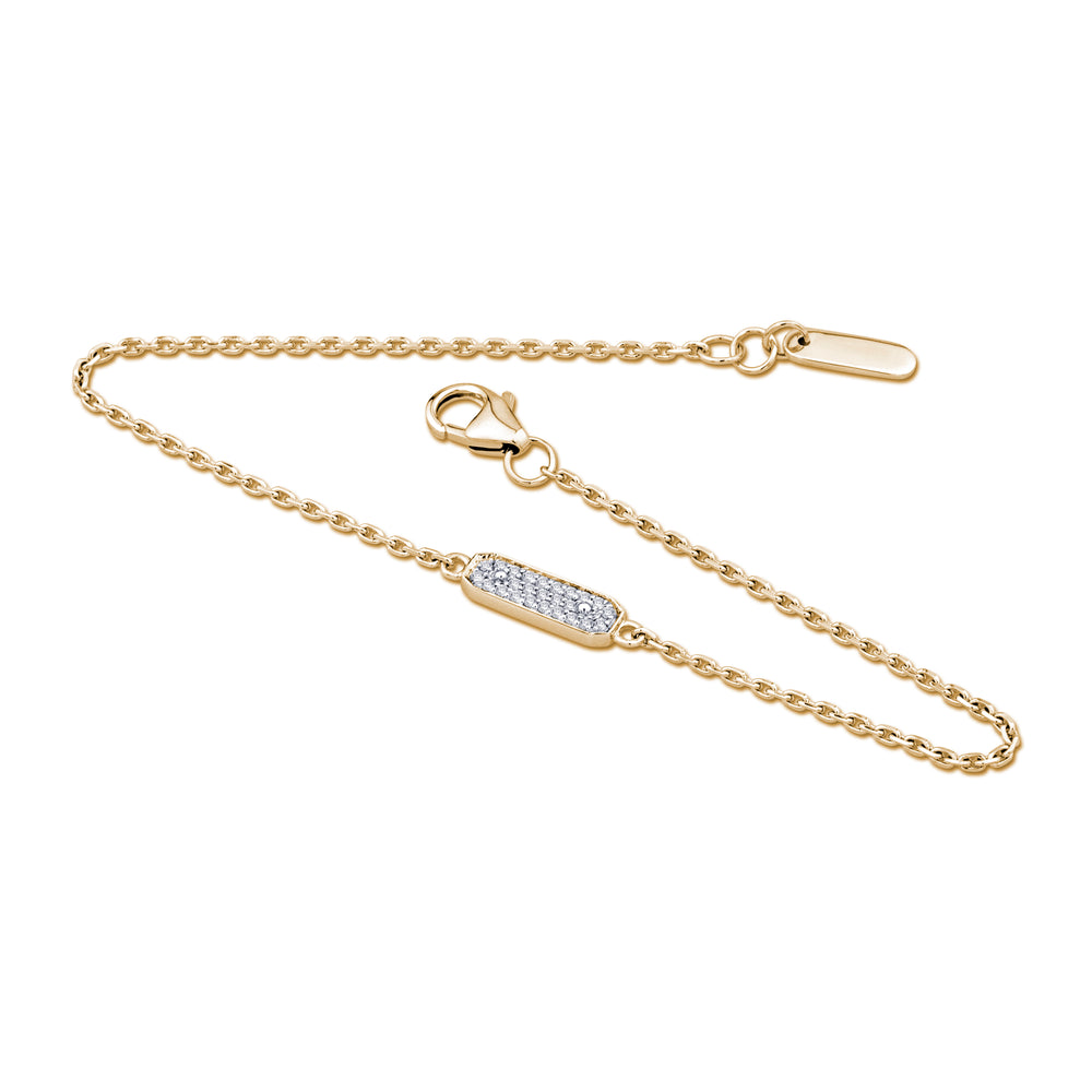 14K Yellow Gold 0.08ct. Diamond Mini Bar Chain Bracelet