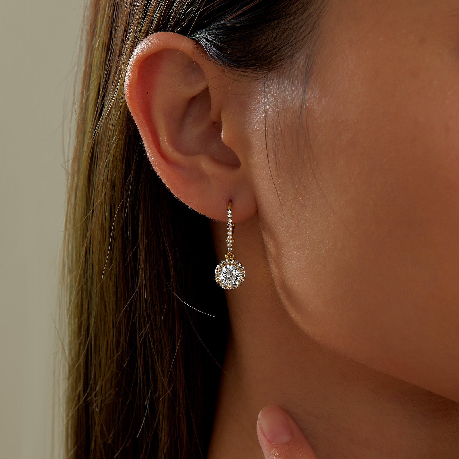 Lafonn Lassaire Simulated Diamond Drop Halo Earrings E0193CLG Cirelli Jewelers