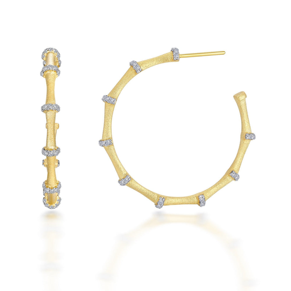 Lafonn Simulated Diamond Elegant Bamboo Hoop Earrings E0458CLT