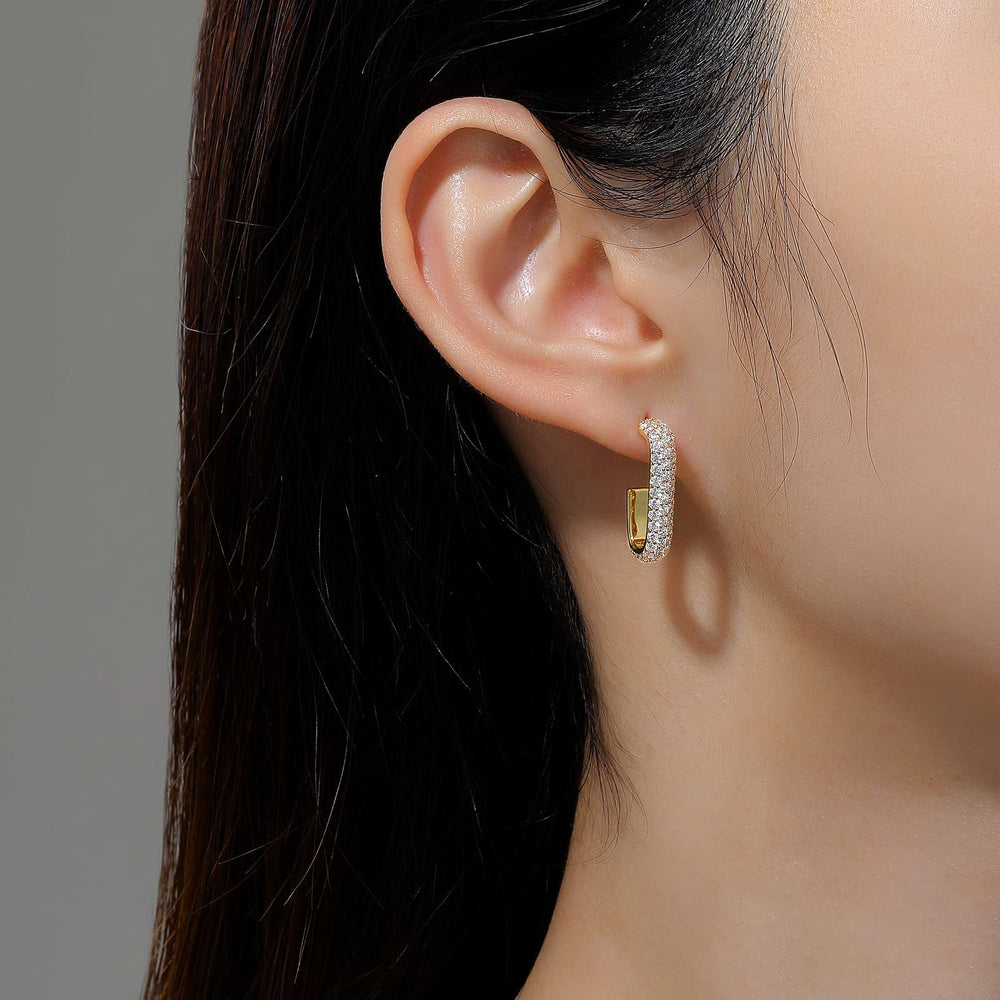 Lafonn Simulated Diamond Paperclip Hoop Earrings E0531CLG