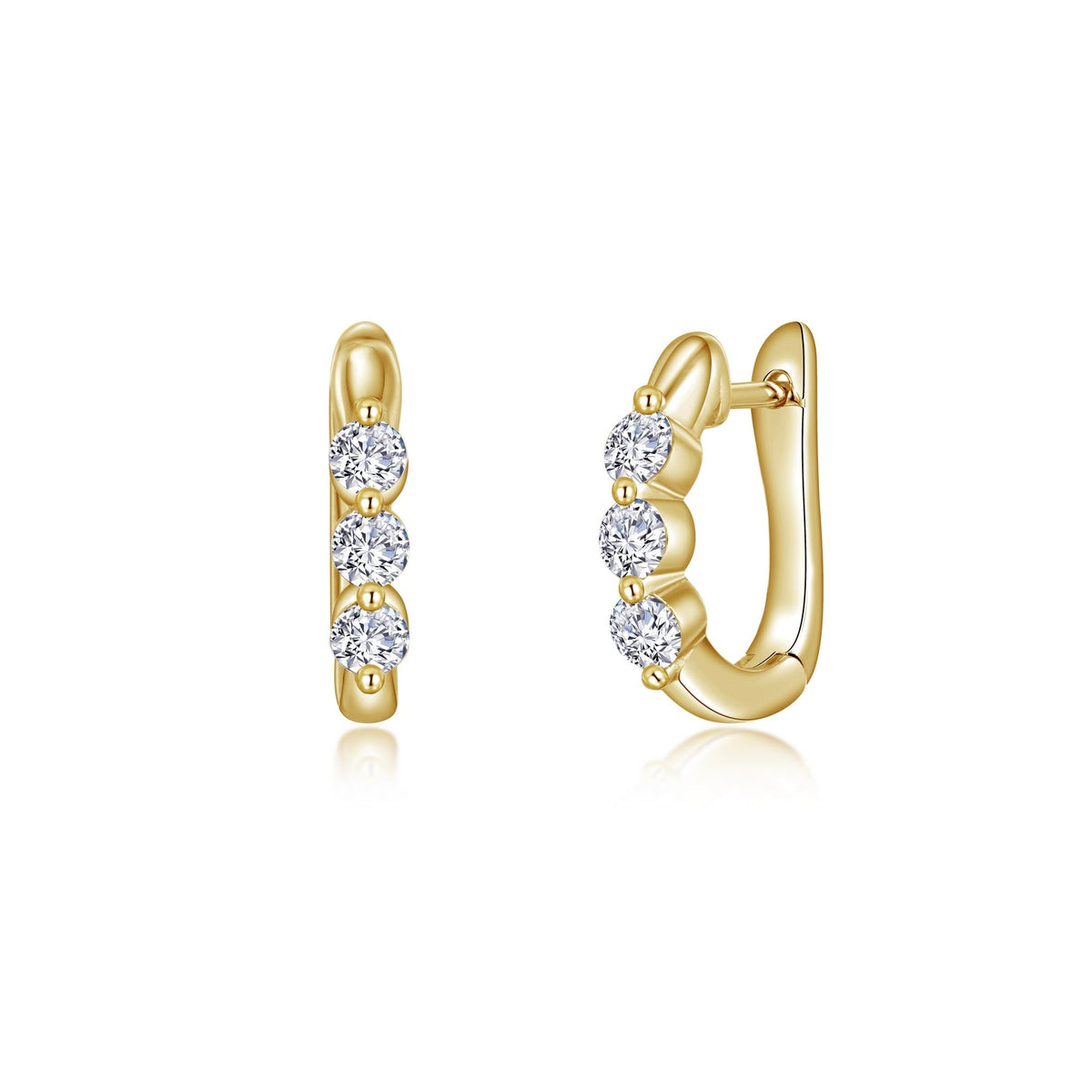 Lafonn Simulated Diamond 3 Stone Huggie Hoop Earrings E0558CLG