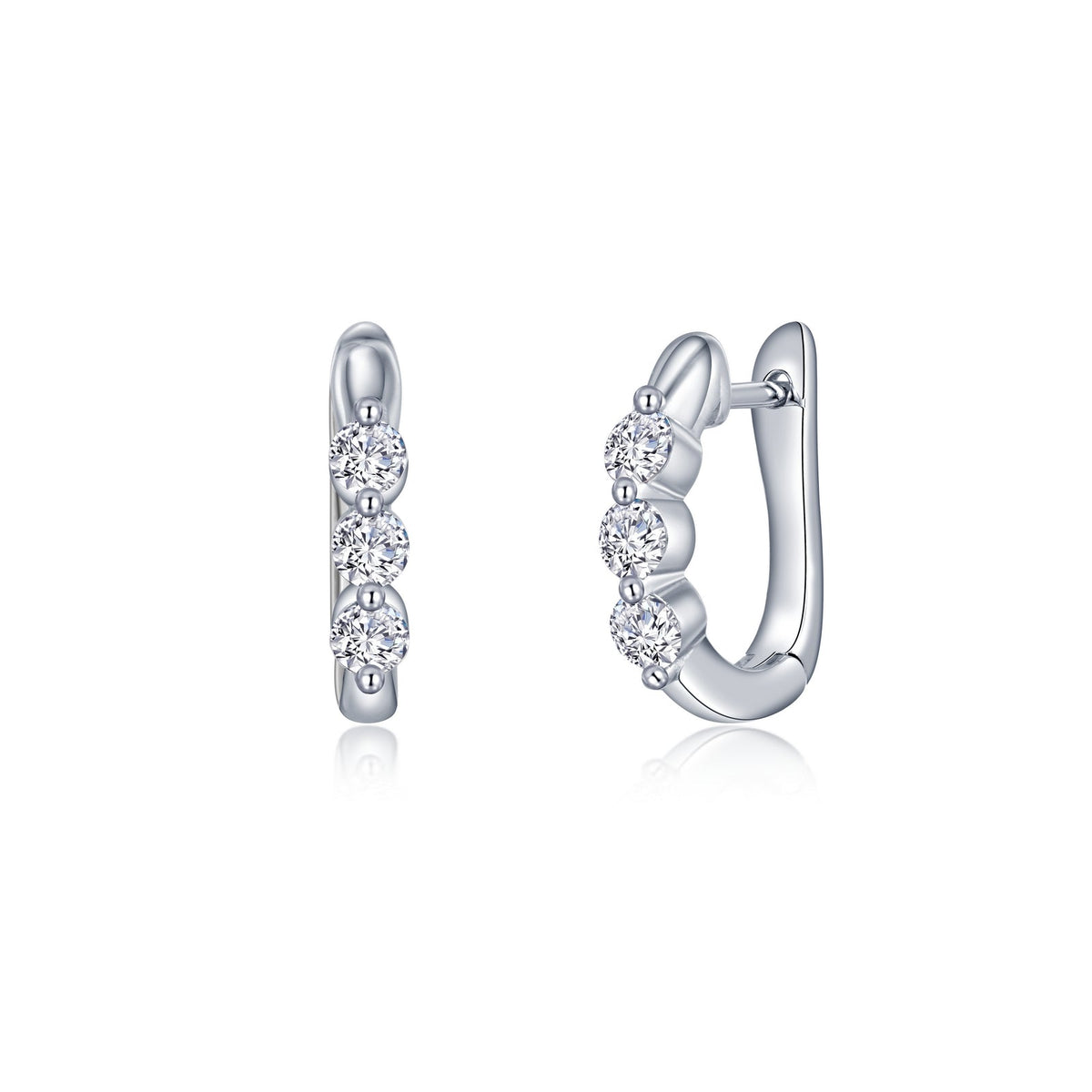 Lafonn Simulated Diamond 3 Stone Huggie Hoop Earrings E0558CLP