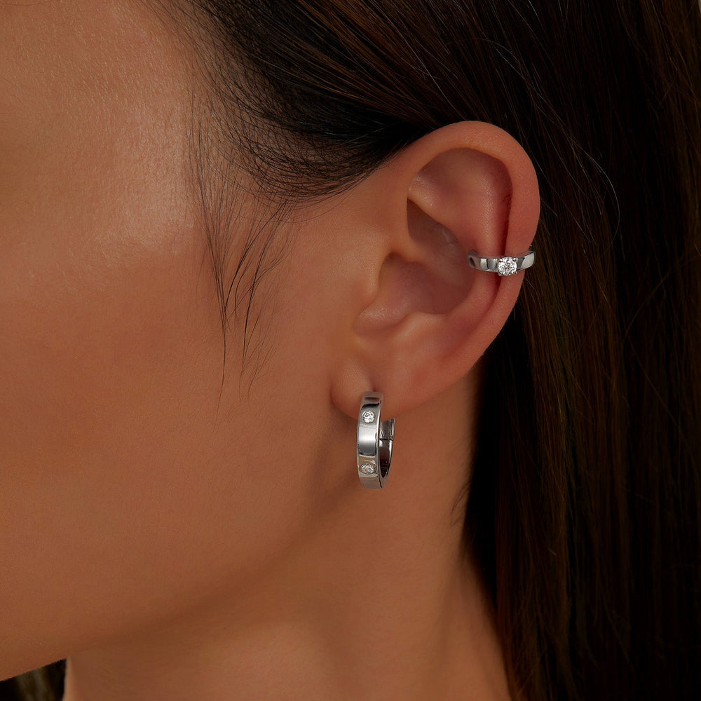 Lafonn Simulated Diamond Invisible Set Huggie Hoop Earrings E0559CLP
