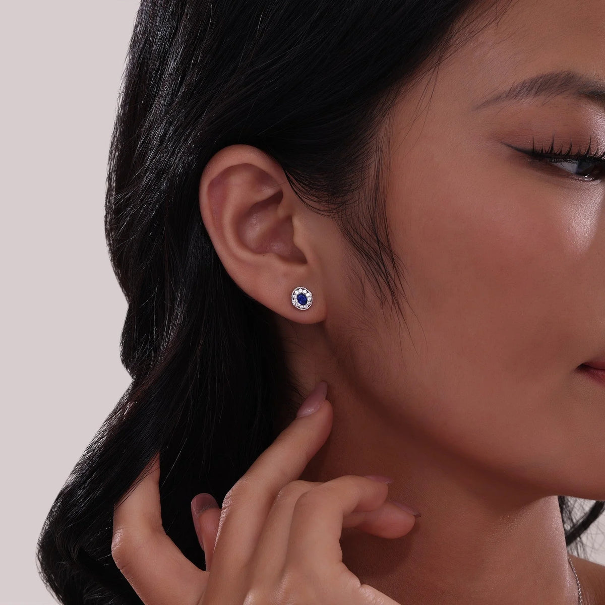 Lafonn Simulated Diamond &amp; Sapphire Halo Stud Earrings E0592CSP00