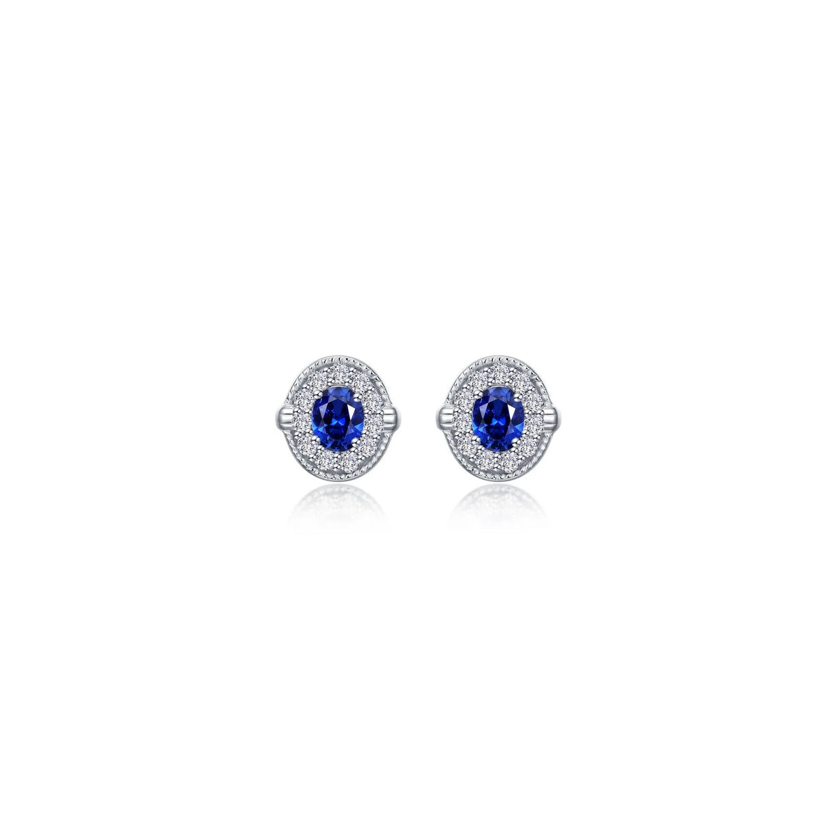 Lafonn Simulated Diamond &amp; Sapphire Halo Stud Earrings E0592CSP00