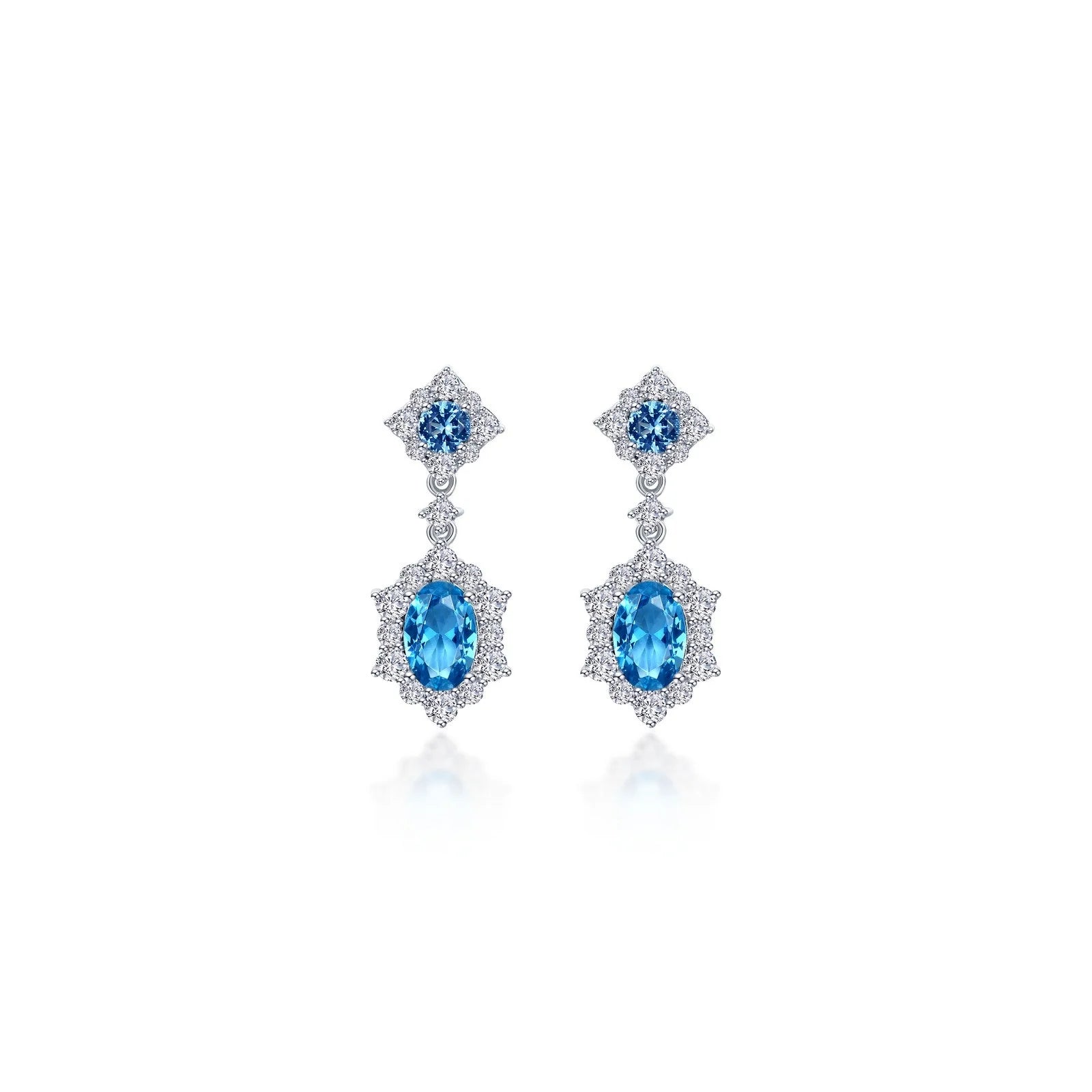 Lafonn Simulated Diamond & Blue Topaz Oval Halo Earrings E0593BTP