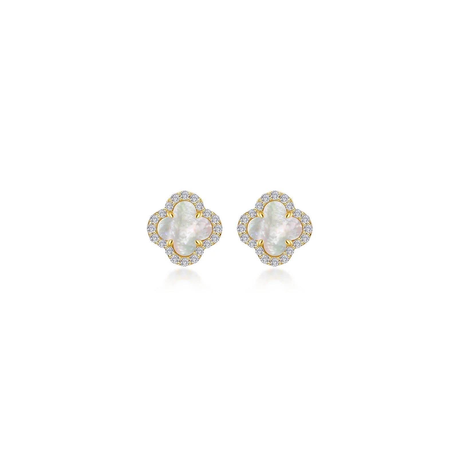 Lafonn Simulated Diamond & Mother of Pearl Halo Stud Earrings E0609MPG00