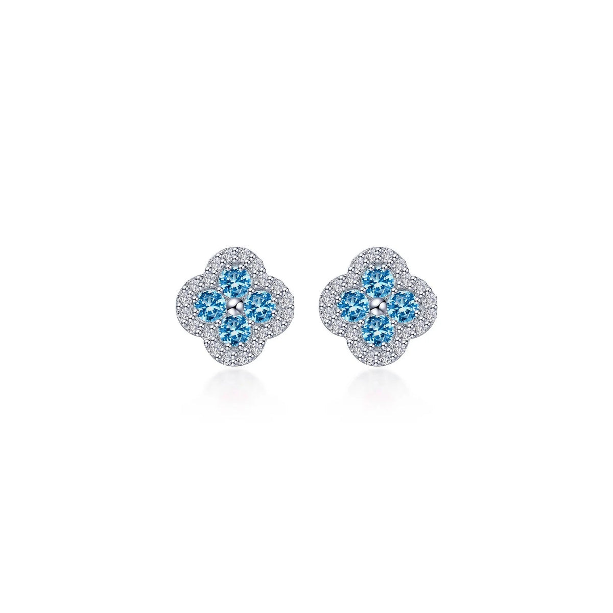 Lafonn Simulated Diamond &amp; Blue Topaz Clover Halo Stud Earrings E0610BTP00