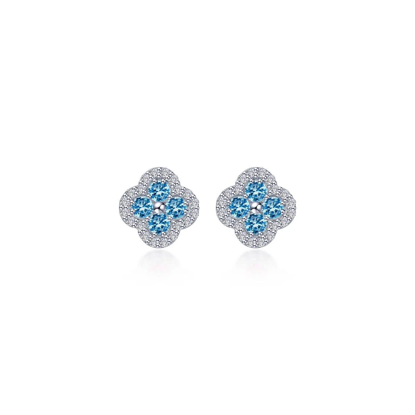 Lafonn Simulated Diamond & Blue Topaz Clover Halo Stud Earrings E0610BTP00