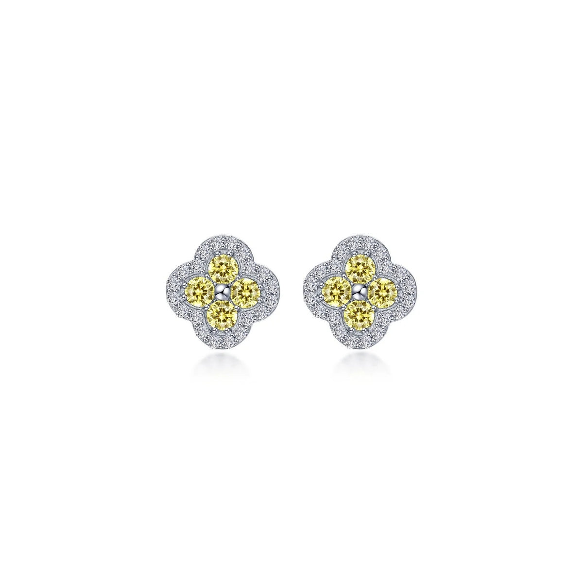 Lafonn Simulated Diamond &amp; Canary Clover Halo Stud Earrings E0610CAP00