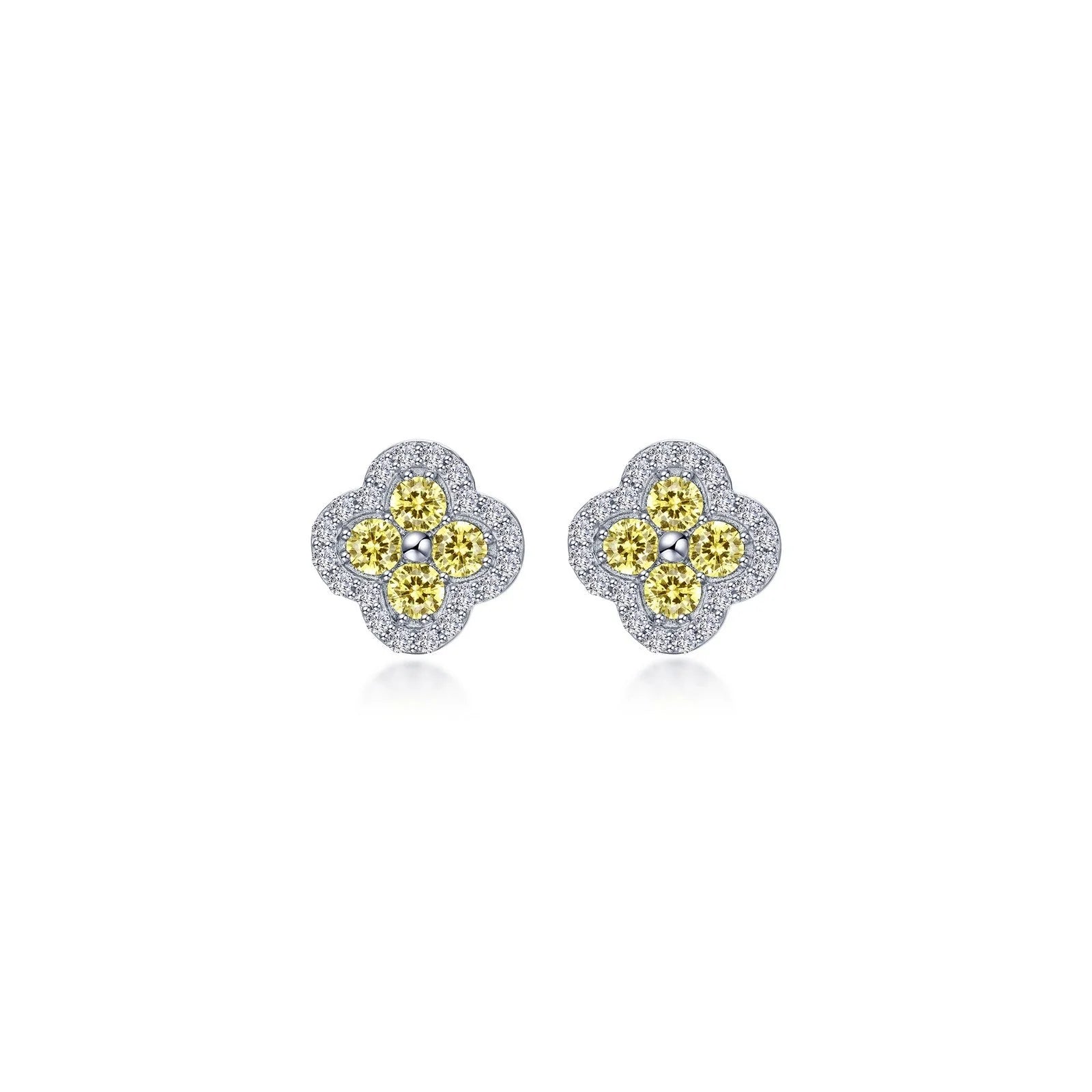 Lafonn Simulated Diamond & Canary Clover Halo Stud Earrings E0610CAP00