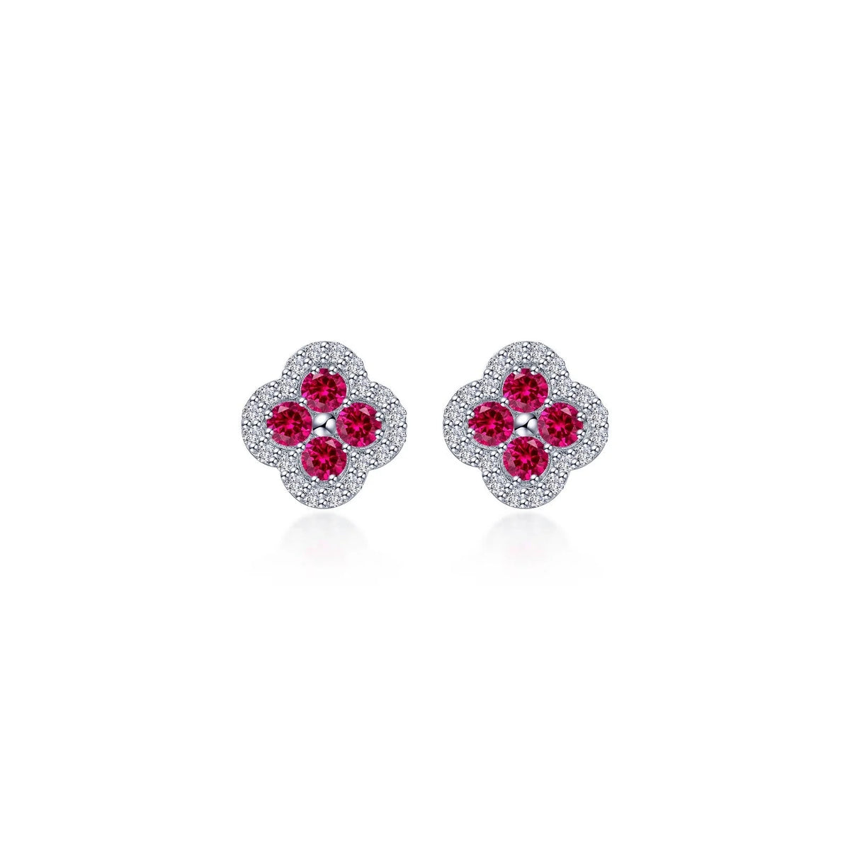 Lafonn Simulated Diamond &amp; Ruby Halo Stud Earrings E0610CRP00
