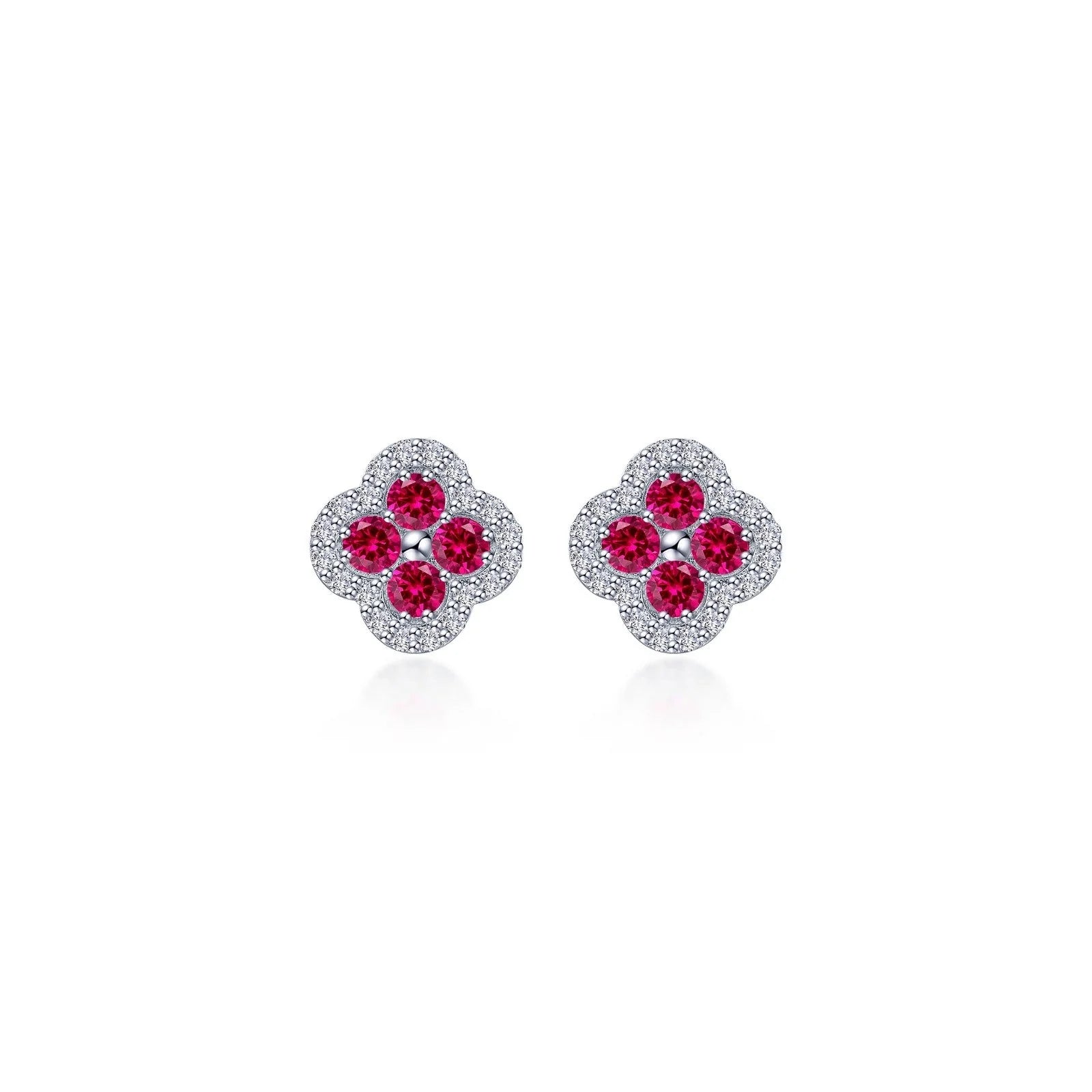 Lafonn Simulated Diamond & Ruby Halo Stud Earrings E0610CRP00