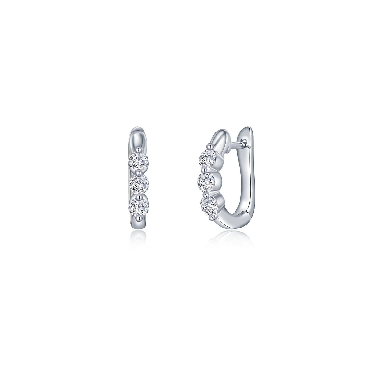 Lafonn Simulated Diamond 3-Stone Huggie Hoop Earrings E0617CLP00