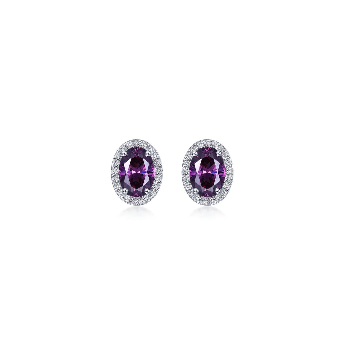 Lafonn Simulated Diamond &amp; Amethyst Oval Halo Stud Earrings E0623AMP