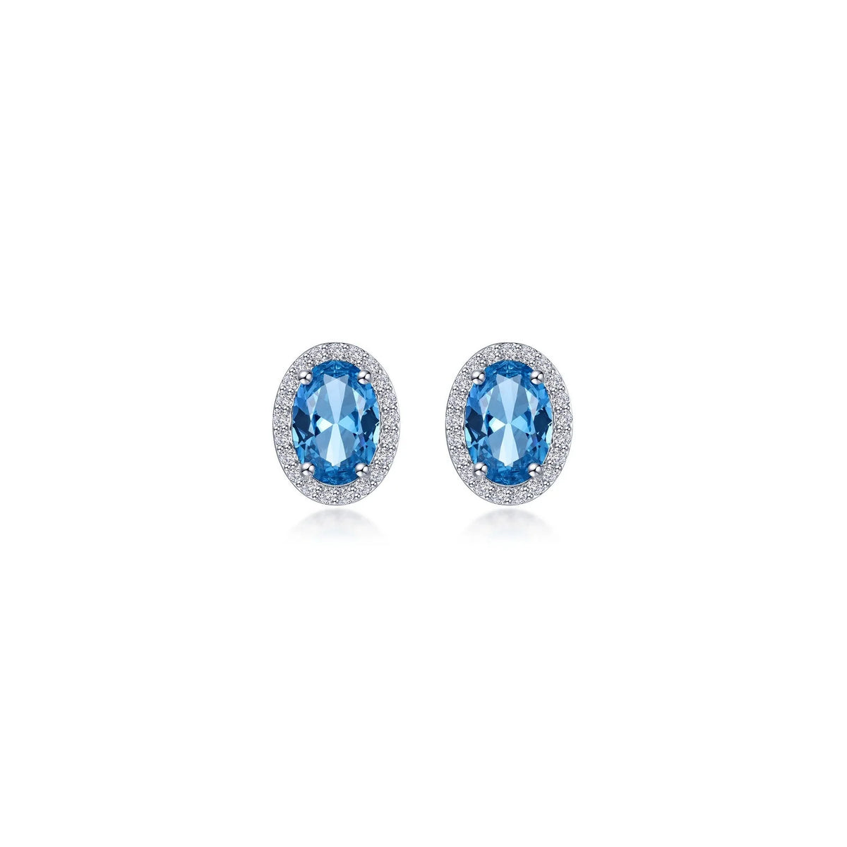 Lafonn Simulated Diamond &amp; Blue Topaz Oval Halo Stud Earrings E0623BTP