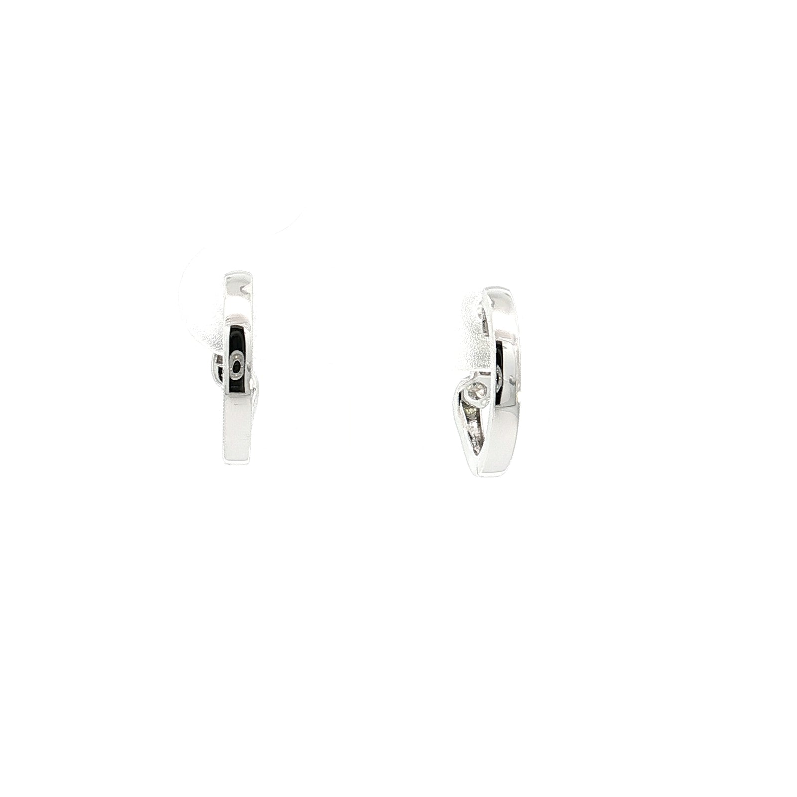 14K White Gold 0.13cttw. Diamond Twist Huggie Earrings