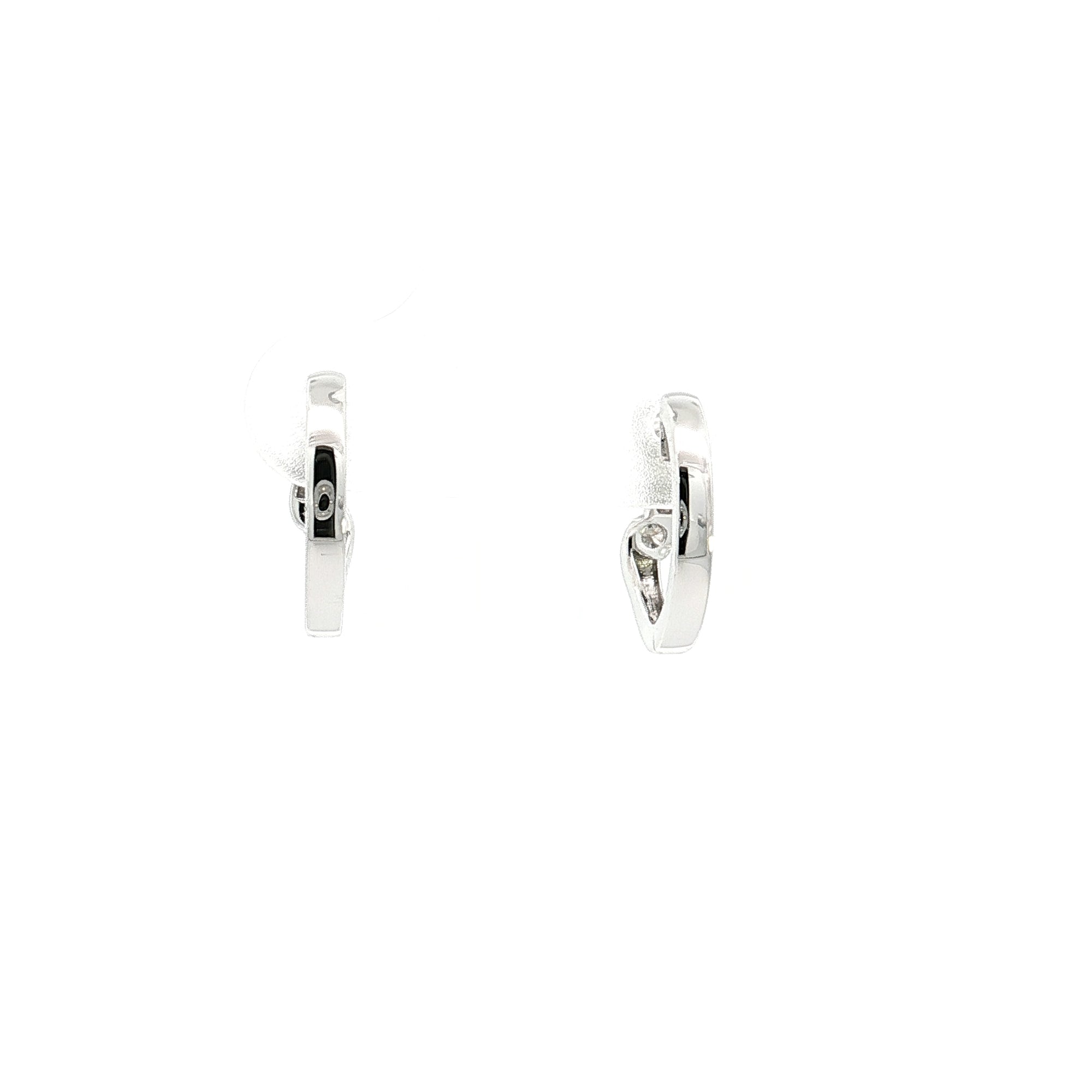 14K White Gold 0.13cttw. Diamond Twist Huggie Earrings