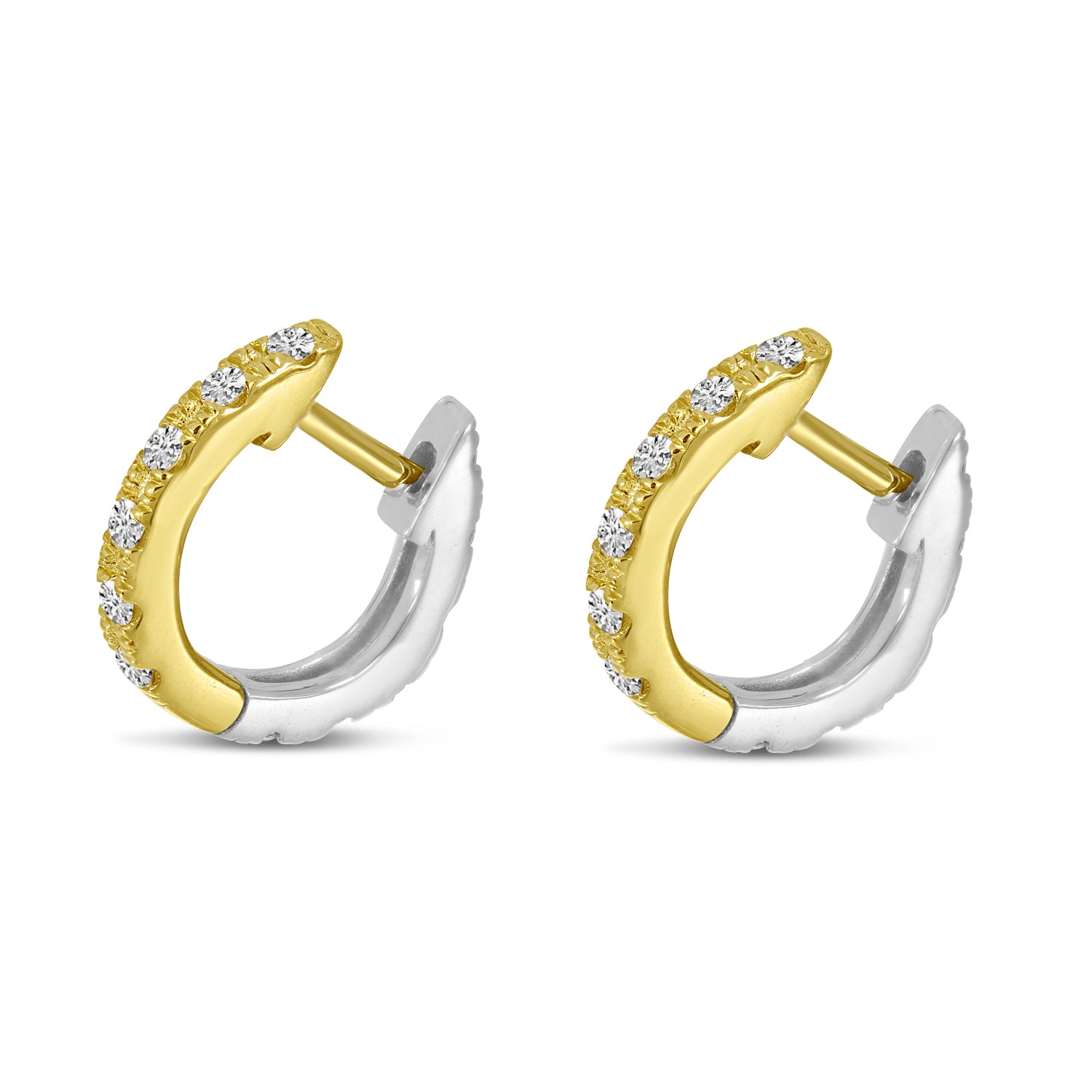 14K Yellow & White Gold 0.24ct. Diamond Reversible Huggie Hoop Earrings