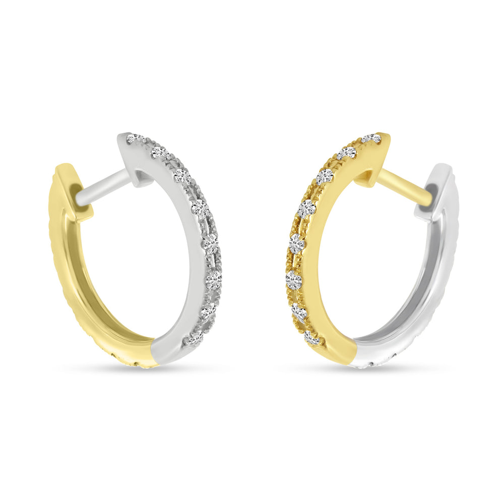 14K Yellow & White Gold 0.32ct. Diamond Reversible Huggie Hoop Earrings