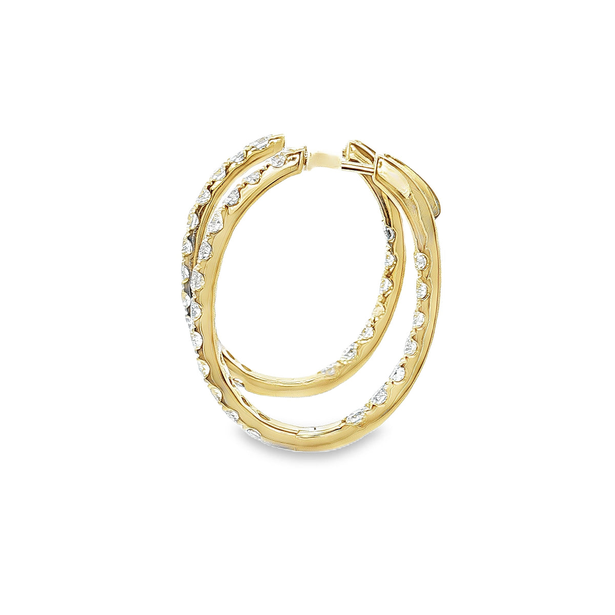 14K Yellow Gold 2.0cttw. Diamond Inside Out Hoop Earrings