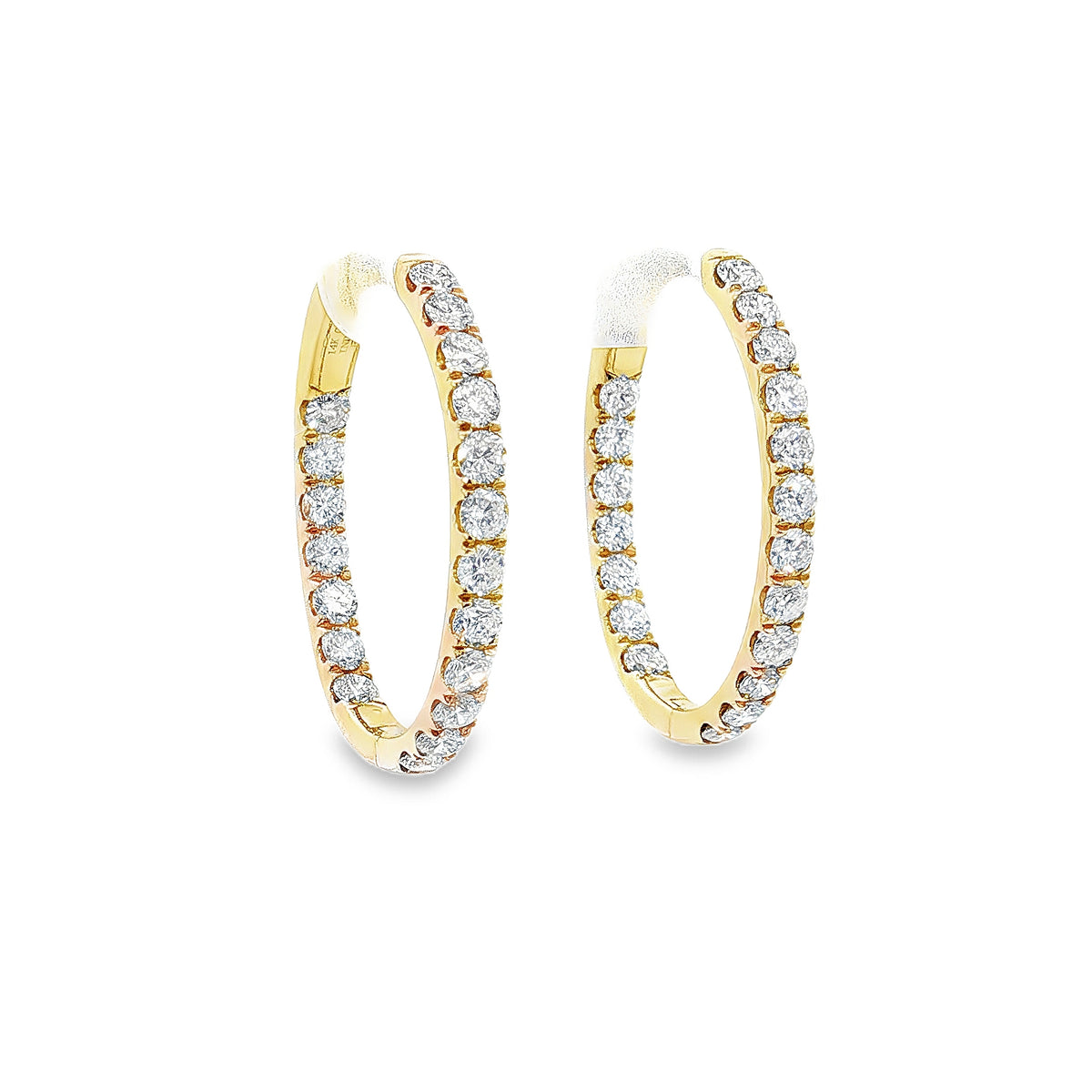 14K Yellow Gold 2.0cttw. Diamond Inside Out Hoop Earrings
