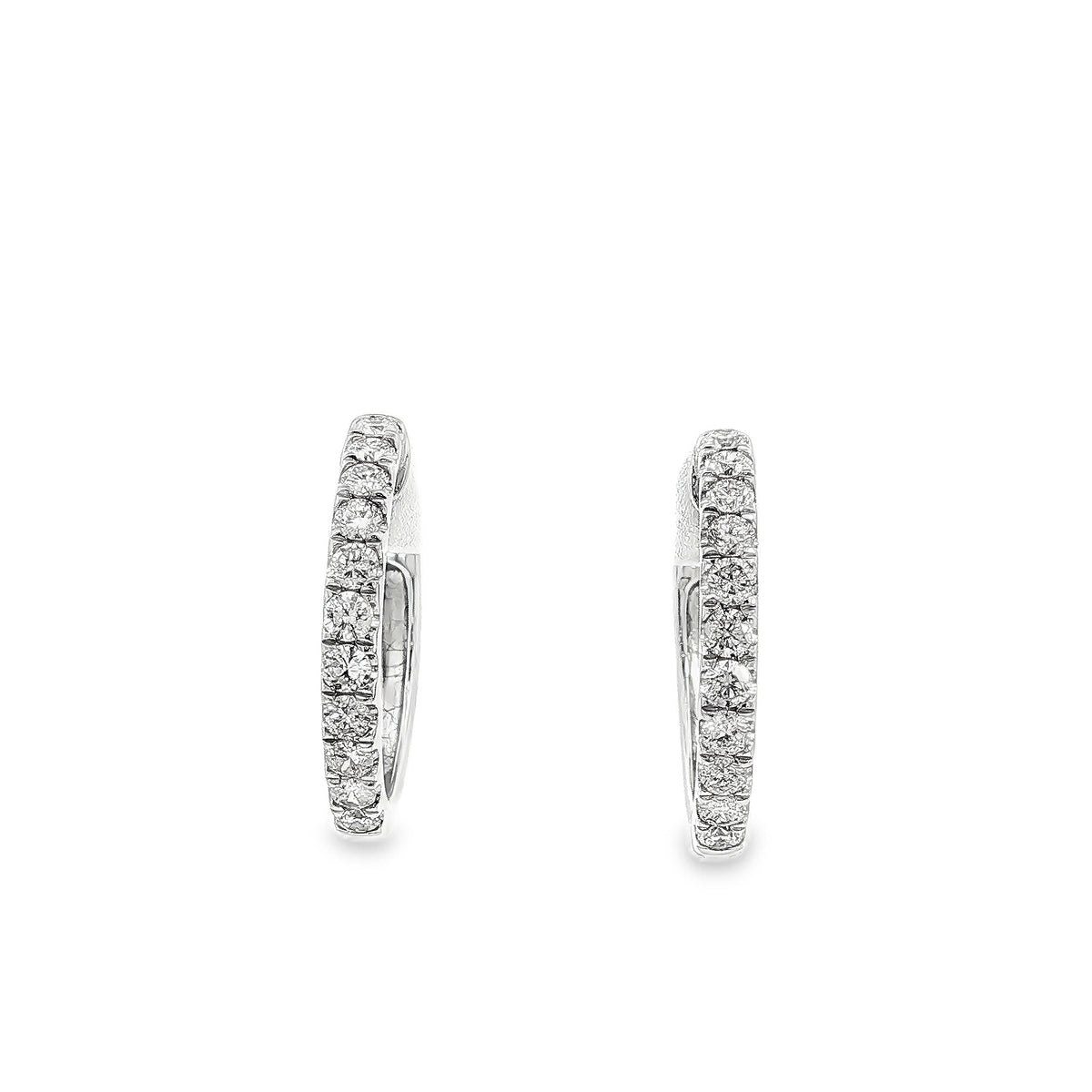 14K White Gold 1.0cttw. Diamond Hoop Earrings