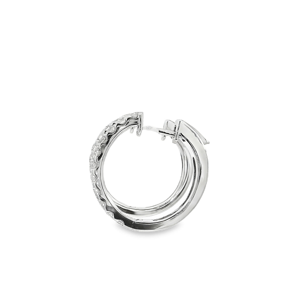 14K White Gold 1.0cttw. Diamond Hoop Earrings