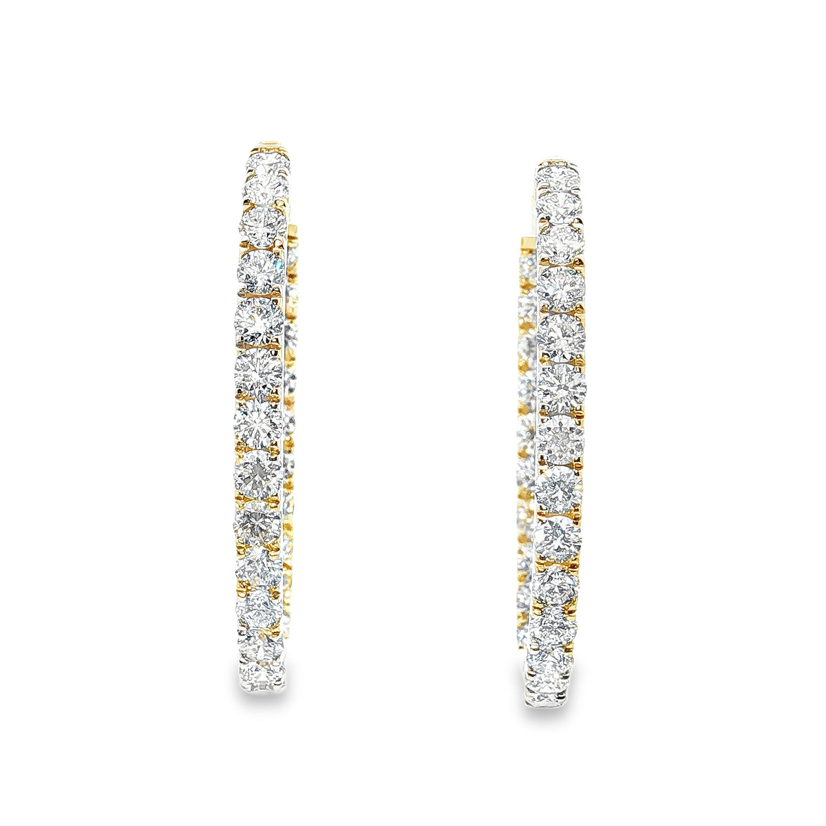 14K Yellow Gold 4.0cttw. Diamond Inside Out Hoop Earrings