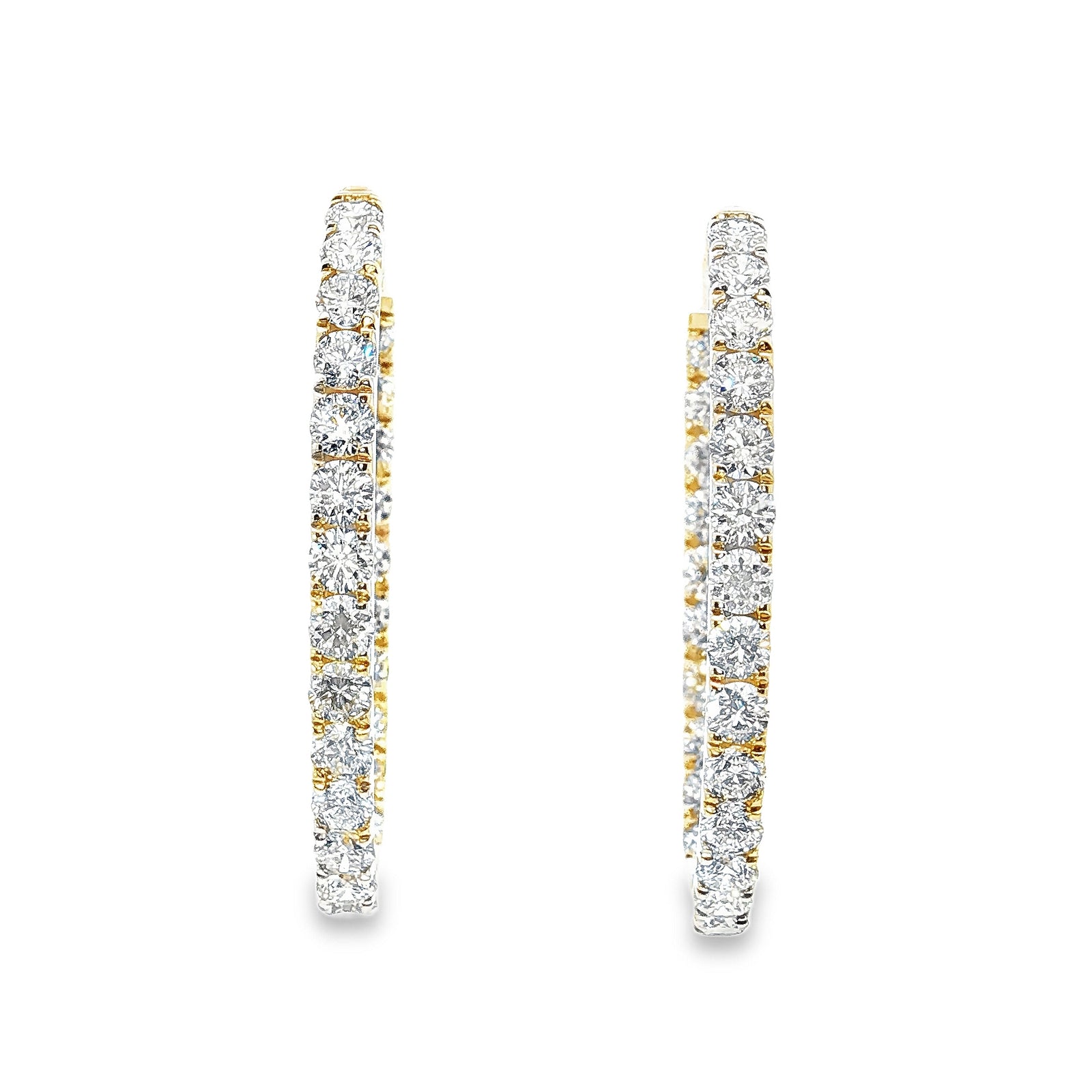 14K Yellow Gold 4.0cttw. Diamond Inside Out Hoop Earrings