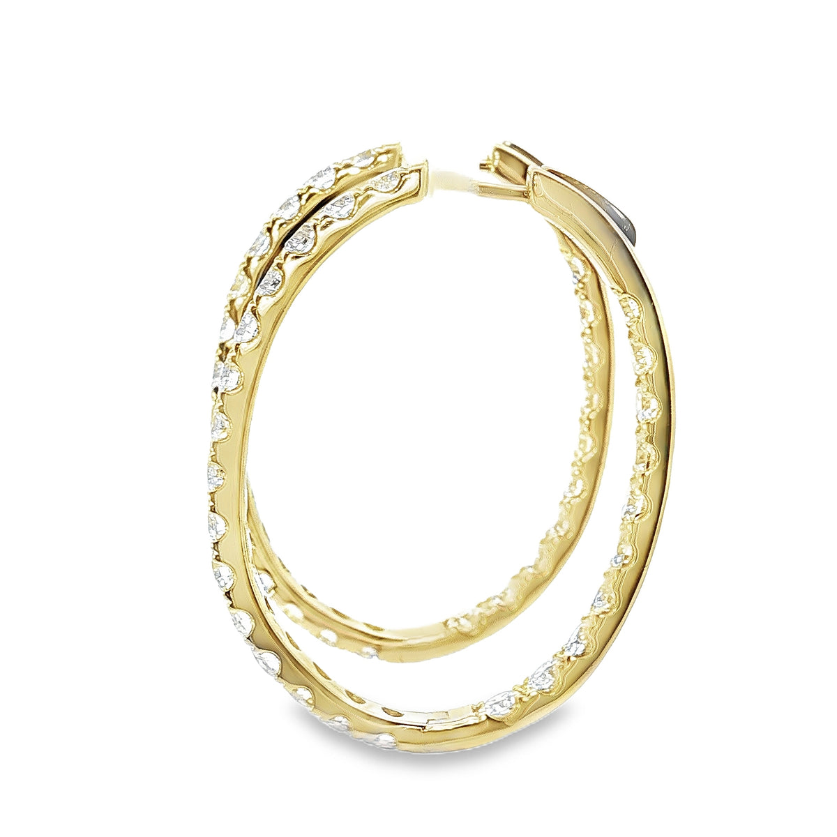 14K Yellow Gold 4.0cttw. Diamond Inside Out Hoop Earrings