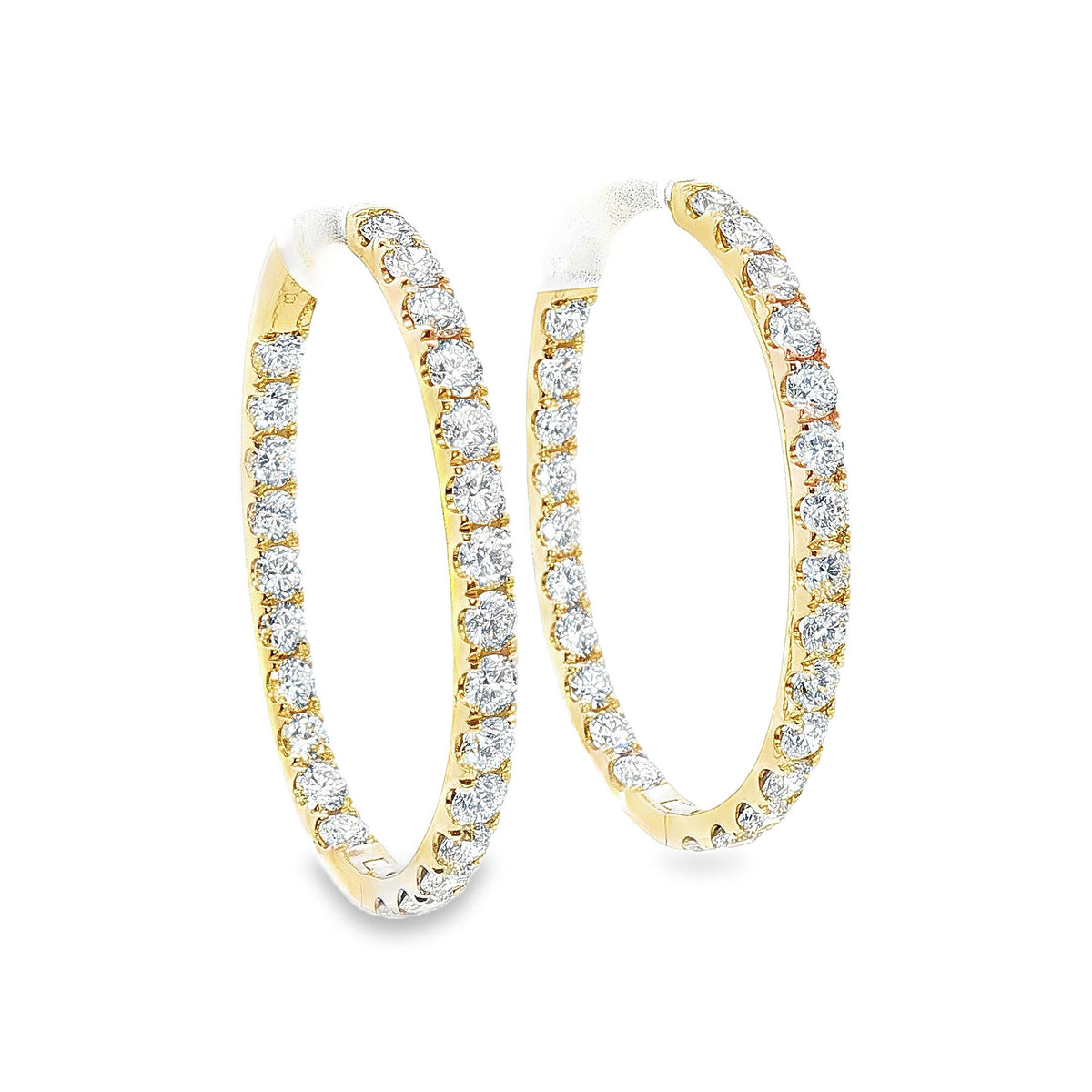 14K Yellow Gold 4.0cttw. Diamond Inside Out Hoop Earrings