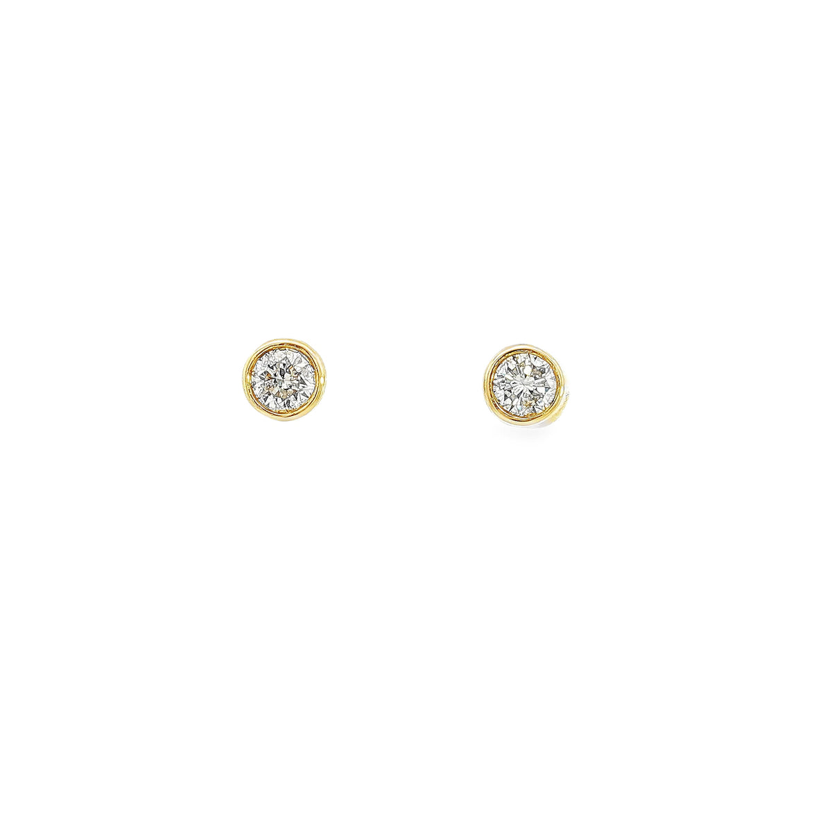 14K Yellow Gold 0.72cttw. Diamond Bezel Set Stud Earrings