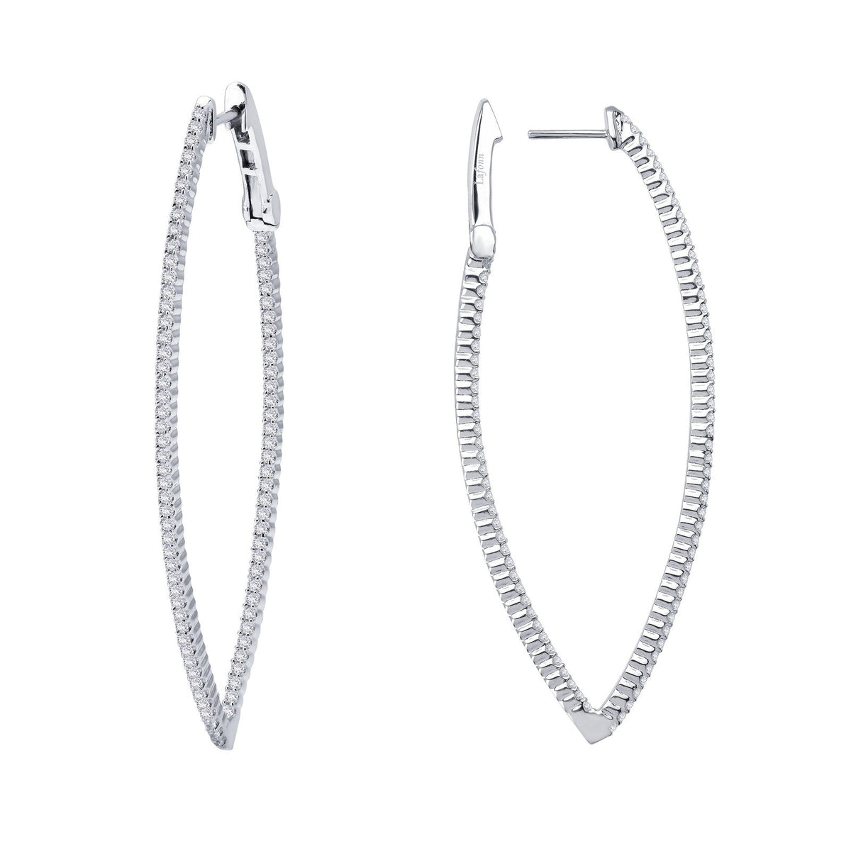 Lafonn Simulated Diamond Marquise Inside Out 55mm Hoop Earrings E3001CLP