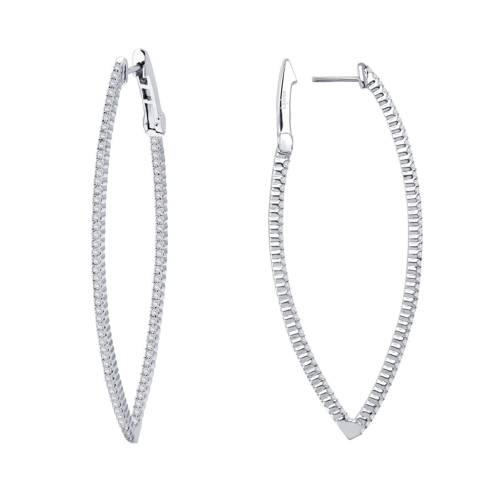 Lafonn Simulated Diamond Marquise Inside Out 55mm Hoop Earrings E3001CLP