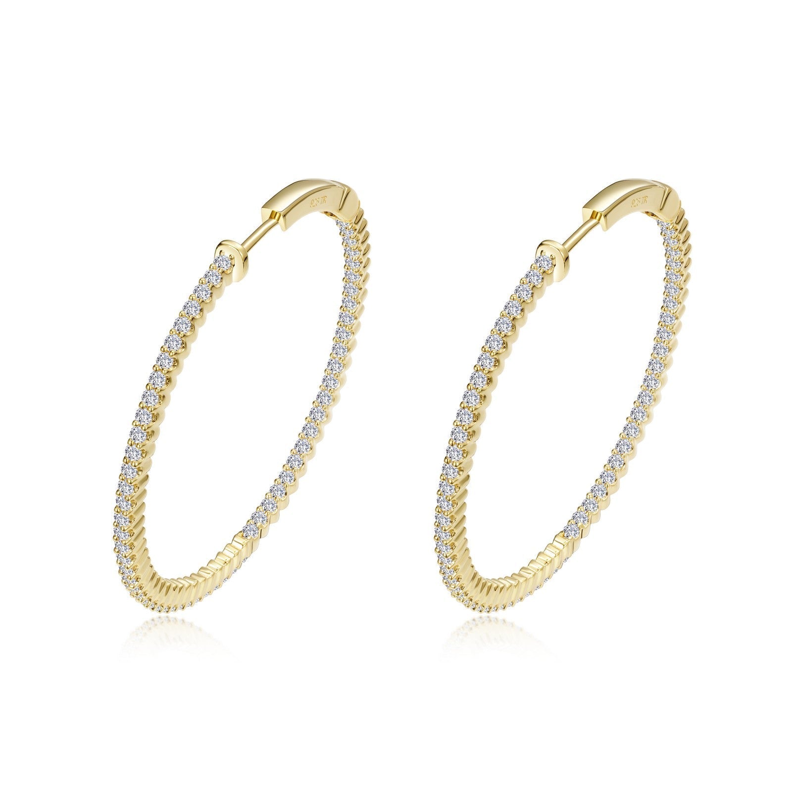 Lafonn Simulated Diamond 1.77ct Inside Out 35mm Hoop Earrings E3006CLG