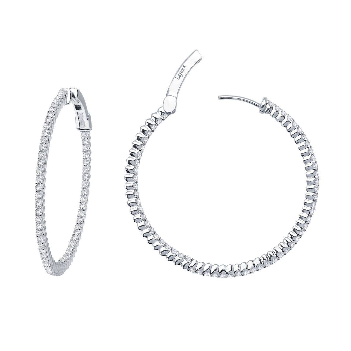 Lafonn Simulated Diamond 1.77ct Inside Out 35mm Hoop Earrings E3006CLP