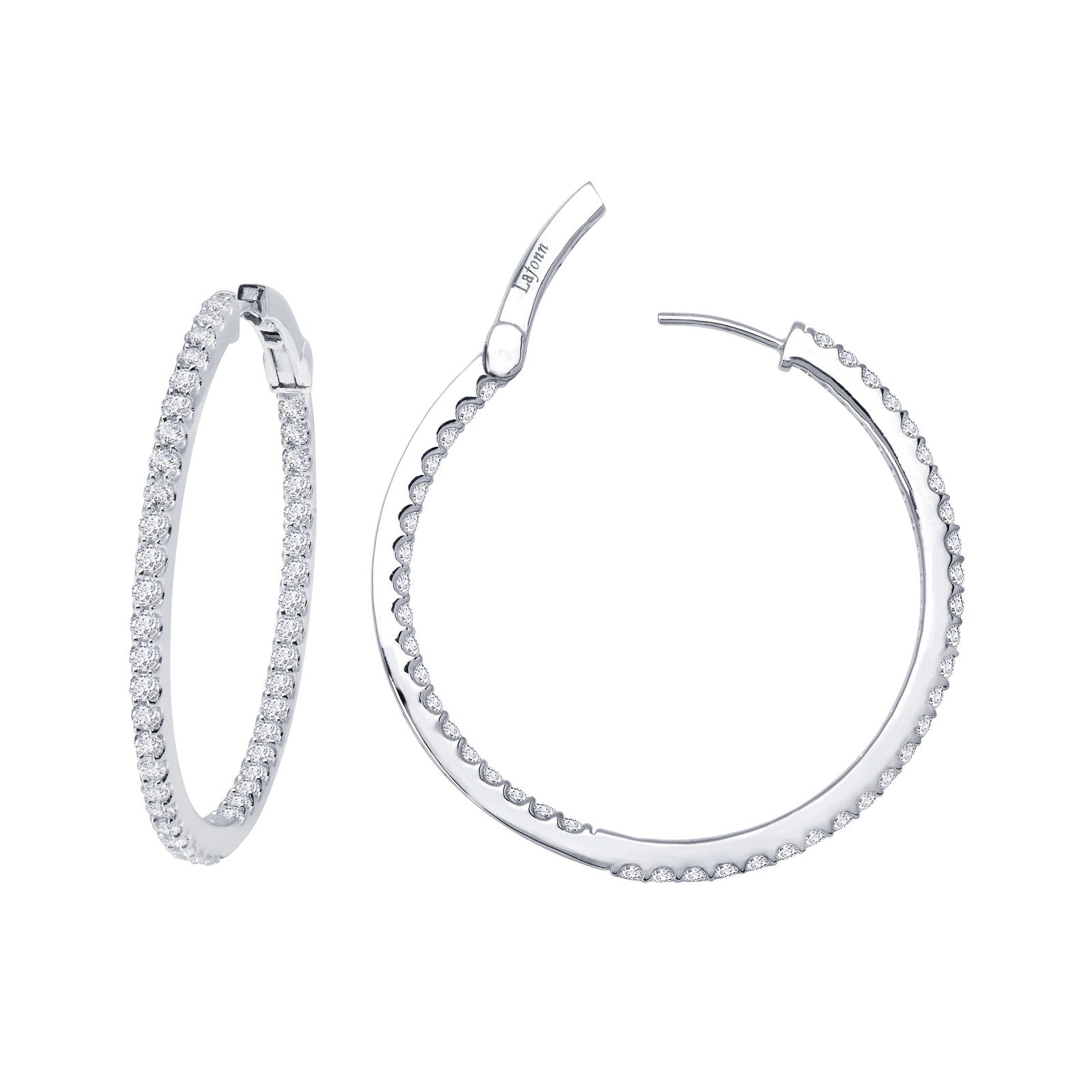 Lafonn Simulated Diamond 2.64ct Inside Out 35mm Hoop Earrings E3012CLP