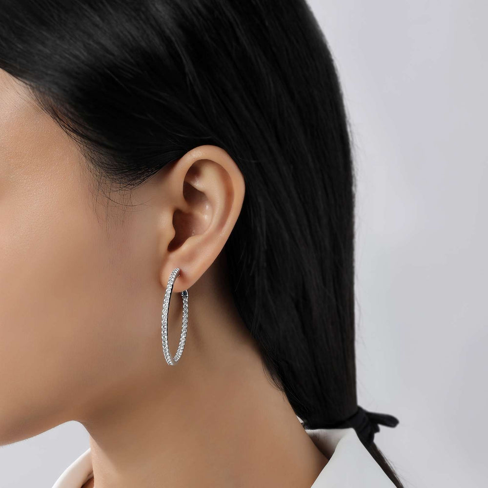 Lafonn Simulated Diamond 2.64ct Inside Out 35mm Hoop Earrings E3012CLP