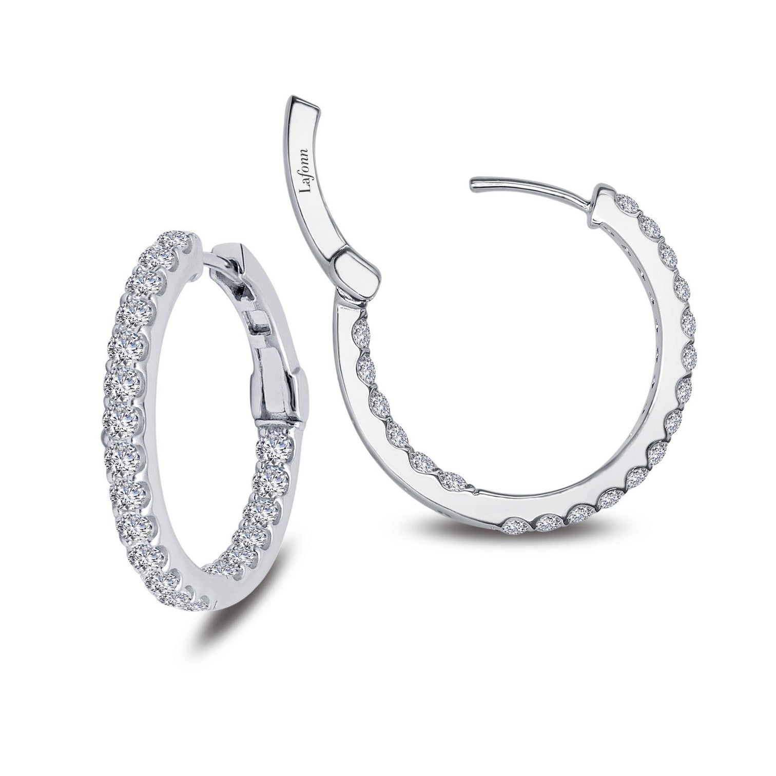 Lafonn Simulated Diamond 1.60ct Inside Out 20mm Hoop Earrings E3015CLP