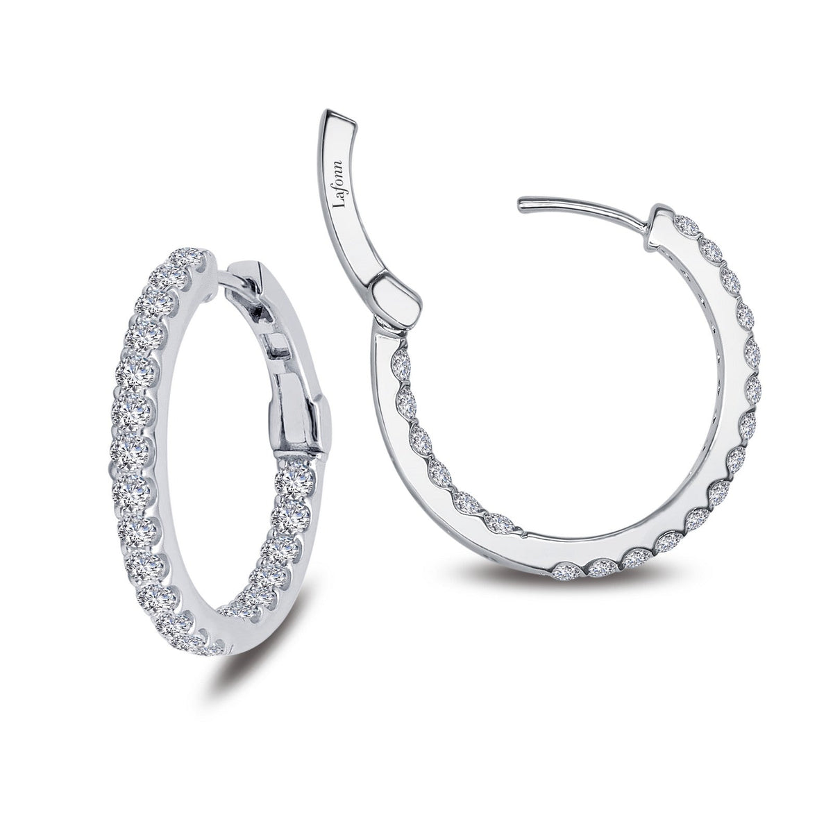 Lafonn Simulated Diamond 2.16ct Inside Out 25mm Hoop Earrings E3016CLP